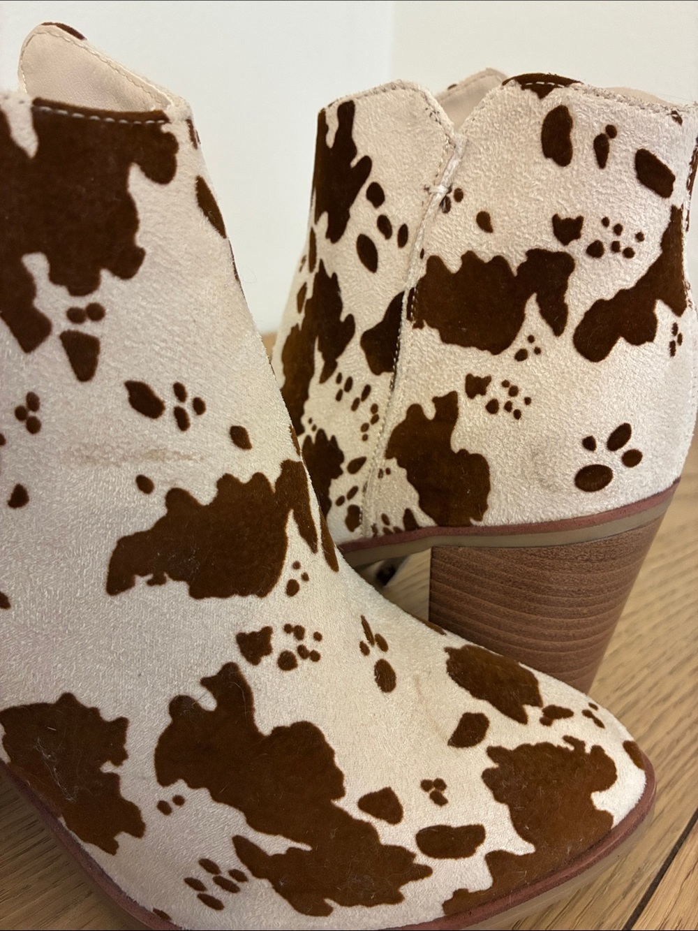 MIA Brown and White Cow-Print Ankle Boots - Picture 13 of 13